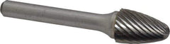 Atrax - 1/2" Cut Diam, 1/4" Shank Diam, Tree with Radius Head Single Cut Burr - Carbide, Radius End, 3/4" LOC, 2-1/2" OAL - All Tool & Supply