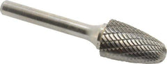 Atrax - 5/8" Cut Diam, 1/4" Shank Diam, Tree with Radius Head Double Cut Burr - Carbide, Radius End, 1" LOC, 2-3/4" OAL - All Tool & Supply