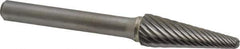 Atrax - 3/8" Cut Diam, 1/4" Shank Diam, Taper Head Single Cut Burr - Radius End, 1-1/16" LOC, 2-15/16" OAL - All Tool & Supply