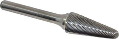 Atrax - 1/2" Cut Diam, 1/4" Shank Diam, Taper Head Single Cut Burr - Radius End, 1-1/8" LOC, 3" OAL - All Tool & Supply