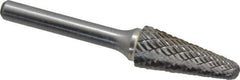 Atrax - 1/2" Cut Diam, 1/4" Shank Diam, Taper Head Double Cut Burr - Radius End, 1-1/8" LOC, 3" OAL - All Tool & Supply