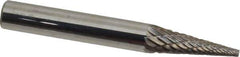 Atrax - 1/4" Cut Diam, 1/4" Shank Diam, Cone Head Double Cut Burr - Carbide, Point End, 3/4" LOC, 2" OAL - All Tool & Supply