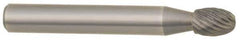 M.A. Ford - 5/8" Cut Diam, 1/4" Shank Diam, Oval Head Single Cut Burr - Carbide, Radius End, 1" LOC, 3" OAL - All Tool & Supply