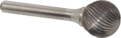 Atrax - 3/4" Cut Diam, 1/4" Shank Diam, Ball Head Single Cut Burr - Carbide, Radius End, 11/16" LOC, 2-1/2" OAL - All Tool & Supply