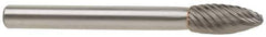 M.A. Ford - 3/4" Cut Diam, 1/4" Shank Diam, Flame Head Single Cut Burr - Carbide, Radius End, 1-5/8" LOC, 3-5/8" OAL - All Tool & Supply