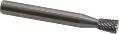 Atrax - 1/4" Cut Diam, 1/4" Shank Diam, Inverted Cone Head Double Cut Burr - Carbide, Flat End, 5/16" LOC, 2" OAL - All Tool & Supply