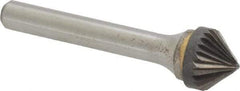 Atrax - 1/2" Cut Diam, 1/4" Shank Diam, Cone Head Single Cut Burr - Carbide, Point End, 1/4" LOC - All Tool & Supply