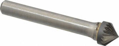 Atrax - 3/8" Cut Diam, 1/4" Shank Diam, Cone Head Single Cut Burr - Carbide, Point End, 3/16" LOC, 2-1/4" OAL - All Tool & Supply