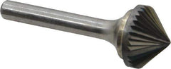 Atrax - 3/4" Cut Diam, 1/4" Shank Diam, Cone Head Single Cut Burr - Carbide, Point End, 3/8" LOC, 2-1/8" OAL - All Tool & Supply