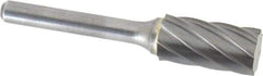 Atrax - 1/2" Cut Diam, 1/4" Shank Diam, Cylinder Head Fluted Cut Burr - Flat End, 1" LOC, 2-3/4" OAL - All Tool & Supply