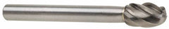 M.A. Ford - 1/2" Cut Diam, 1/4" Shank Diam, Oval Head Single Cut Burr - Carbide, Radius End, 7/8" LOC, 2-7/8" OAL - All Tool & Supply