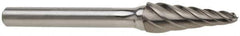 SGS Pro - 3/4" Cut Diam, 3/8" Shank Diam, Taper Head Single Cut Burr - Carbide, Radius End, 1-1/2" LOC, 3-5/8" OAL - All Tool & Supply