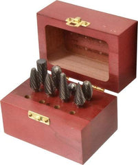 Atrax - 8 Piece, 1/4" Shank Burr Set - Tungsten Carbide, Multiple Head Shape - All Tool & Supply