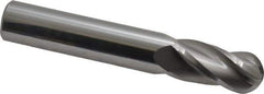 Atrax - 9/16" Diam, 1-1/8" LOC, 4 Flute Solid Carbide Ball End Mill - Uncoated, Single End, 3-1/2" OAL, 9/16" Shank Diam - All Tool & Supply