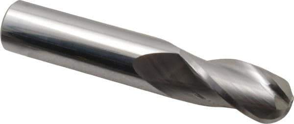 Atrax - 5/8" Diam, 1-1/4" LOC, 3 Flute Solid Carbide Ball End Mill - Uncoated, Single End, 3-1/2" OAL, 5/8" Shank Diam - All Tool & Supply