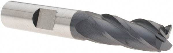 SGS - 3/8", 4 Flute, Single End, Solid Carbide, 0.02" Corner Radius End Mill - 2-1/2" OAL, 30° Helix, Right Hand Flute, 1" LOC, Right Hand Cut - All Tool & Supply