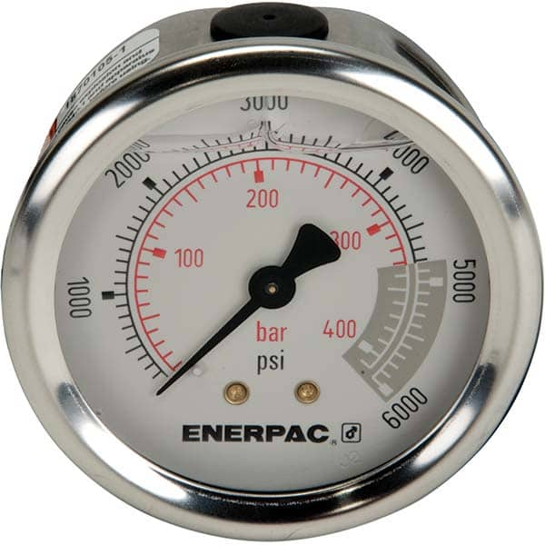 Enerpac - Hydraulic Pressure Gages & Adapters Type: Glycerine Filled Pressure Rating: 6000 - All Tool & Supply