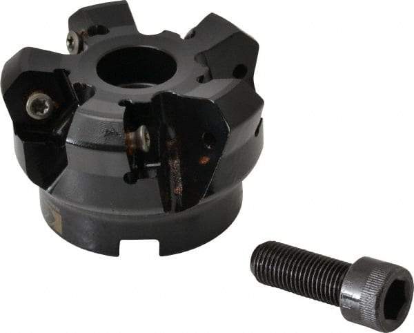 Kennametal - 2" Cut Diam, 3" Arbor Hole, 4.51mm Max Depth of Cut, 45° Indexable Chamfer & Angle Face Mill - 5 Inserts, HNGJ 535-GD Insert, Right Hand Cut, 5 Flutes, Through Coolant, Series KSHR - All Tool & Supply