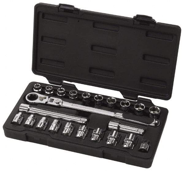 GearWrench - 23 Piece 3/8" Drive Pass Through Standard Socket Set - 3/8 to 7/8", 10 to 19mm, Inch/Metric Measurement Standard - All Tool & Supply