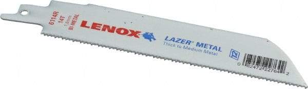 Lenox - 6" Long x 1" Thick, Bi-Metal Reciprocating Saw Blade - Straight Profile, 14 TPI, Toothed Edge - All Tool & Supply