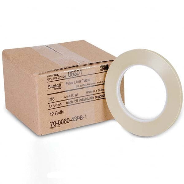 Masking Tape: 60 yd Long, 5 mil Thick, Green Polypropylene, Rubber Adhesive, 13 lb/in Tensile Strength