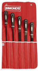 Simonds File - 5 Piece American Pattern File Set - 8" Long, Bastard Coarseness, Set Includes Half Round, Mill, Round, Square - All Tool & Supply