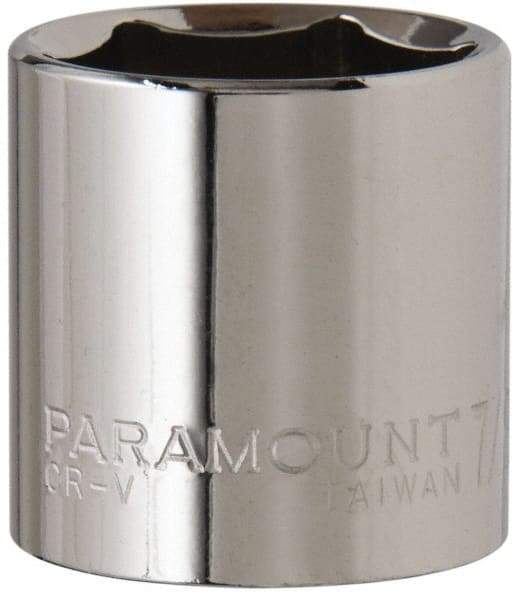 Paramount - 7/8", 3/8" Drive, Standard Hand Socket - 6 Points, 1-3/16" OAL, Steel, Chrome Finish - All Tool & Supply