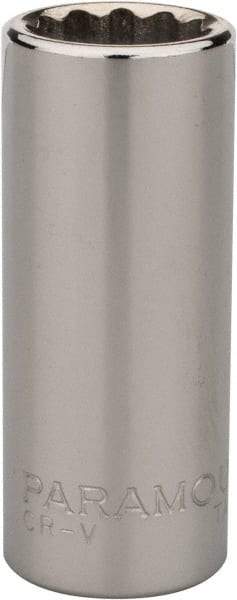 Paramount - 1/2", 3/8" Drive, Deep Hand Socket - 12 Points, 1-15/16" OAL, Steel, Chrome Finish - All Tool & Supply