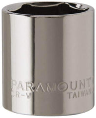 Paramount - 3/8" Drive, Standard Hand Socket - 6 Points, 1-3/16" OAL, Steel, Chrome Finish - All Tool & Supply