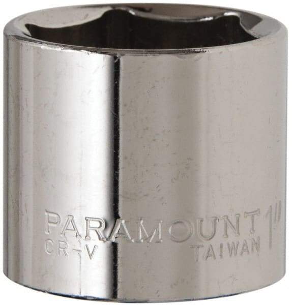 Paramount - 1", 3/8" Drive, Standard Hand Socket - 6 Points, 1-3/16" OAL, Steel, Chrome Finish - All Tool & Supply