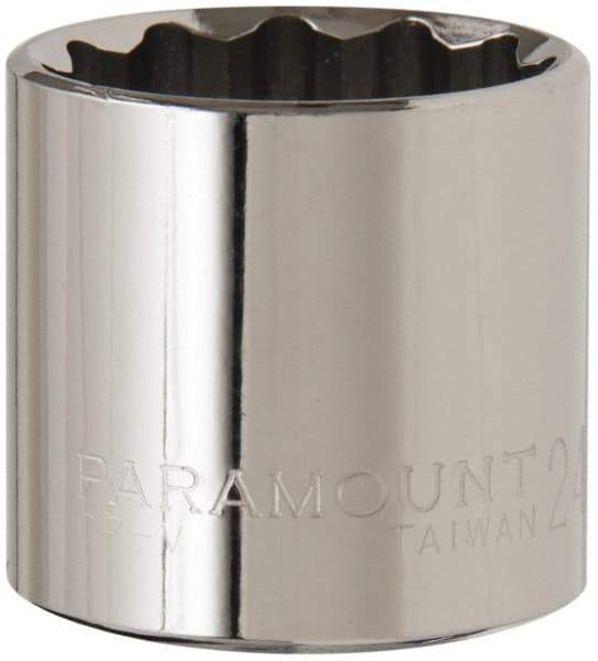 Paramount - 3/8" Drive, Standard Hand Socket - 12 Points, 1-3/16" OAL, Steel, Chrome Finish - All Tool & Supply