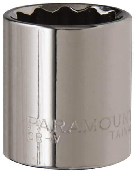 Paramount - 3/8" Drive, Standard Hand Socket - 12 Points, 1-3/16" OAL, Steel, Chrome Finish - All Tool & Supply