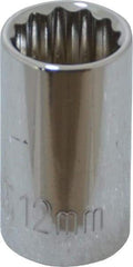 Paramount - 3/8" Drive, Standard Hand Socket - 12 Points, 1-3/16" OAL, Steel, Chrome Finish - All Tool & Supply