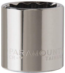 Paramount - 3/8" Drive, Standard Hand Socket - 12 Points, 1-3/16" OAL, Steel, Chrome Finish - All Tool & Supply