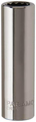 Paramount - 3/8", 1/4" Drive, Deep Hand Socket - 12 Points, 1-15/16" OAL, Steel, Chrome Finish - All Tool & Supply