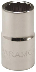 Paramount - 1/4" Drive, Deep Hand Socket - 12 Points, 1-15/16" OAL, Steel, Chrome Finish - All Tool & Supply