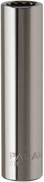 Paramount - 5/16", 1/4" Drive, Deep Hand Socket - 12 Points, 1-15/16" OAL, Steel, Chrome Finish - All Tool & Supply