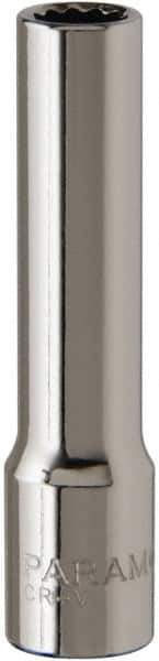 Paramount - 1/4", 1/4" Drive, Deep Hand Socket - 12 Points, 1-15/16" OAL, Steel, Chrome Finish - All Tool & Supply