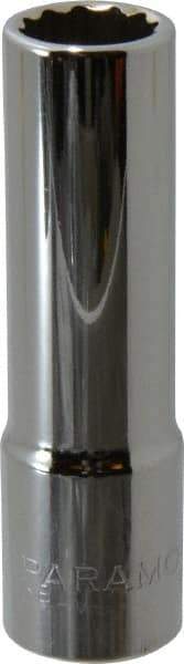 Paramount - 1/2" Drive, Deep Hand Socket - 12 Points, 3-3/32" OAL, Steel, Chrome Finish - All Tool & Supply