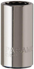 Paramount - 1/4" Drive, Standard Hand Socket - 12 Points, 15/16" OAL, Steel, Chrome Finish - All Tool & Supply