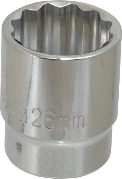 Paramount - 1/2" Drive, Standard Hand Socket - 12 Points, 1-1/2" OAL, Steel, Chrome Finish - All Tool & Supply