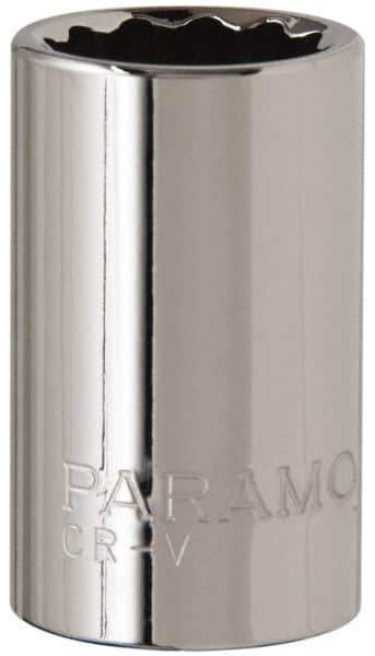 Paramount - 1/2" Drive, Standard Hand Socket - 12 Points, 1-1/2" OAL, Steel, Chrome Finish - All Tool & Supply
