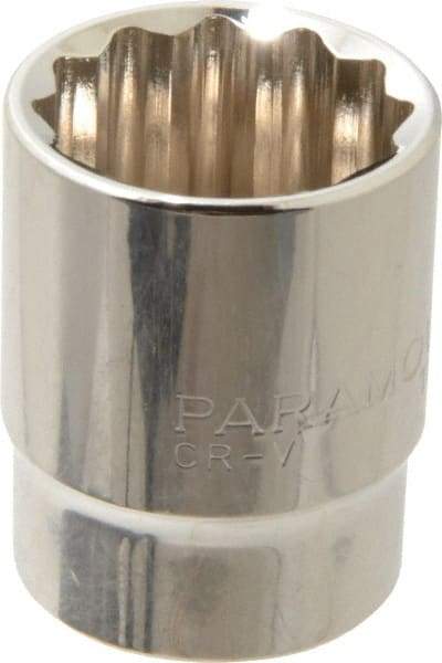 Paramount - 1/2" Drive, Standard Hand Socket - 12 Points, 1-1/2" OAL, Steel, Chrome Finish - All Tool & Supply