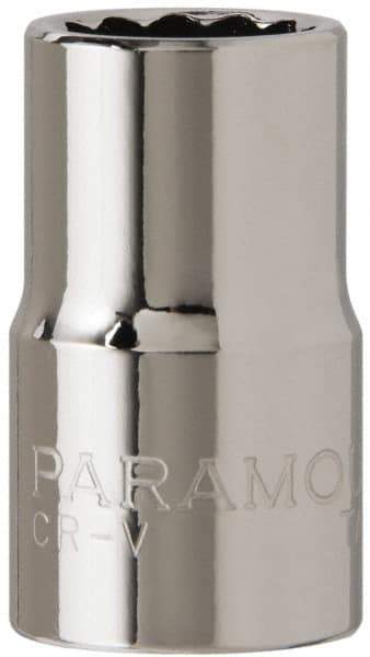 Paramount - 1/2" Drive, Standard Hand Socket - 12 Points, 1-1/2" OAL, Steel, Chrome Finish - All Tool & Supply