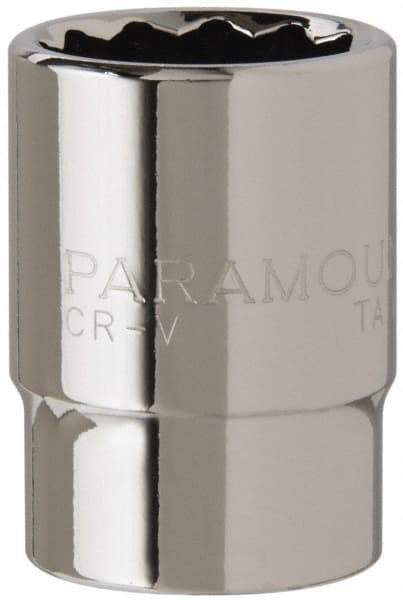 Paramount - 1/2" Drive, Standard Hand Socket - 12 Points, 1-1/2" OAL, Steel, Chrome Finish - All Tool & Supply