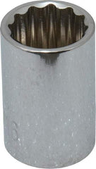 Paramount - 9/16", 3/8" Drive, Standard Hand Socket - 12 Points, 1-3/16" OAL, Steel, Chrome Finish - All Tool & Supply