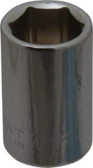 Paramount - 7/16", 1/4" Drive, Standard Hand Socket - 6 Points, 15/16" OAL, Steel, Chrome Finish - All Tool & Supply