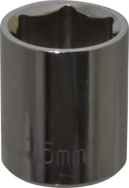 Paramount - 1/4" Drive, Standard Hand Socket - 6 Points, 15/16" OAL, Steel, Chrome Finish - All Tool & Supply