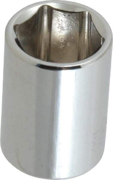 Paramount - 1/4" Drive, Standard Hand Socket - 6 Points, 15/16" OAL, Steel, Chrome Finish - All Tool & Supply