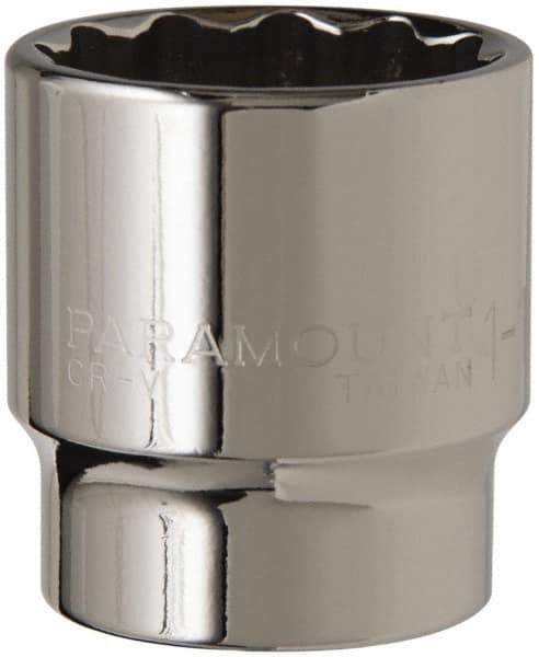 Paramount - 1-1/4", 1/2" Drive, Standard Hand Socket - 12 Points, 1-1/2" OAL, Steel, Chrome Finish - All Tool & Supply